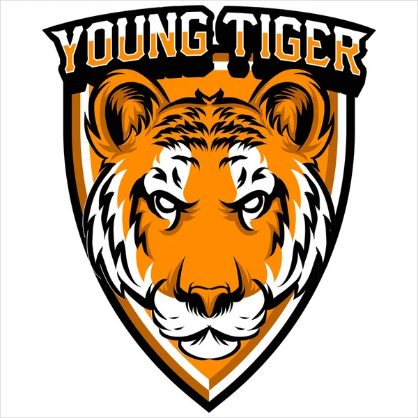 Escudo del logotipo de la mascota cabeza de tigre — Archivo Imágenes Vectoriales