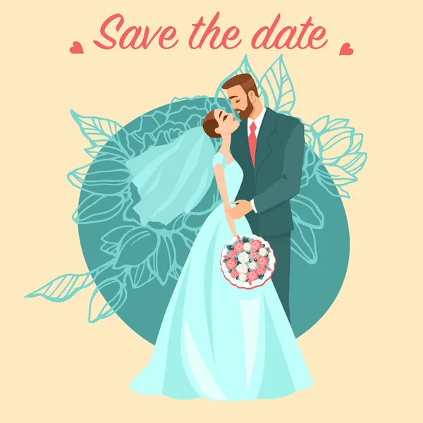 Ilustración de una pareja de novios, novios — Vector de stock