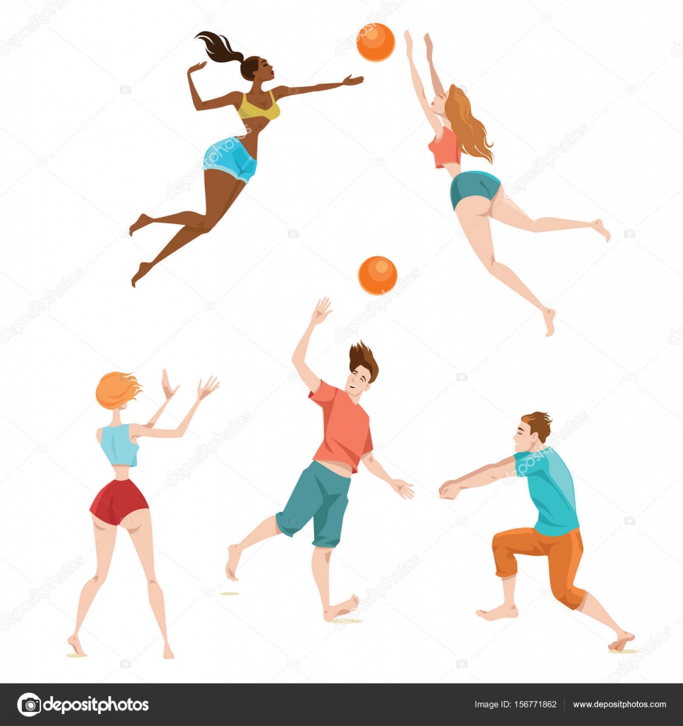 Persone Che Giocano A Pallavolo Vettoriali Stock