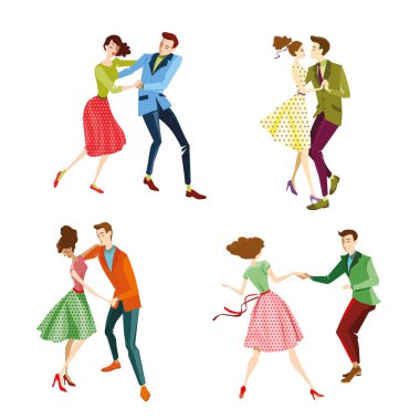 Genç çiftler lindy hop dans kümesi