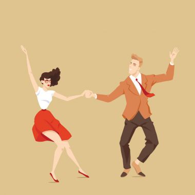 Young couple dancing lindy hop clipart