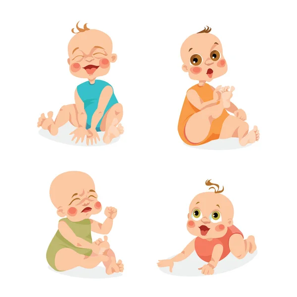 Bebés lindos en estilo de dibujos animados — Vector de stock