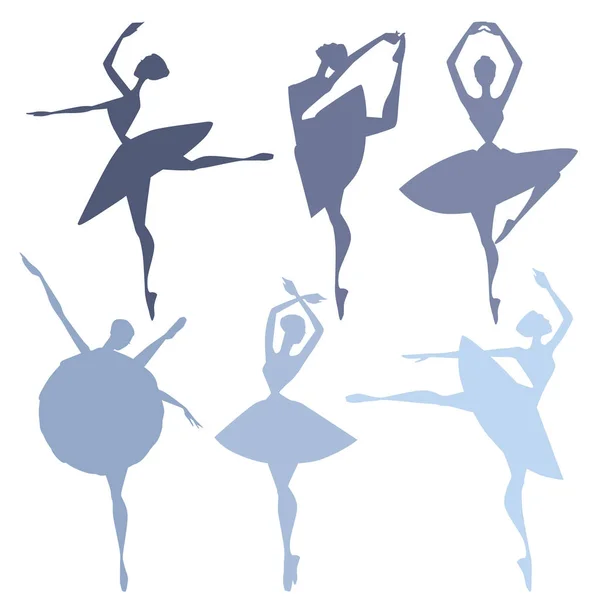 Conjunto de bailarines de ballet. siluetas — Vector de stock