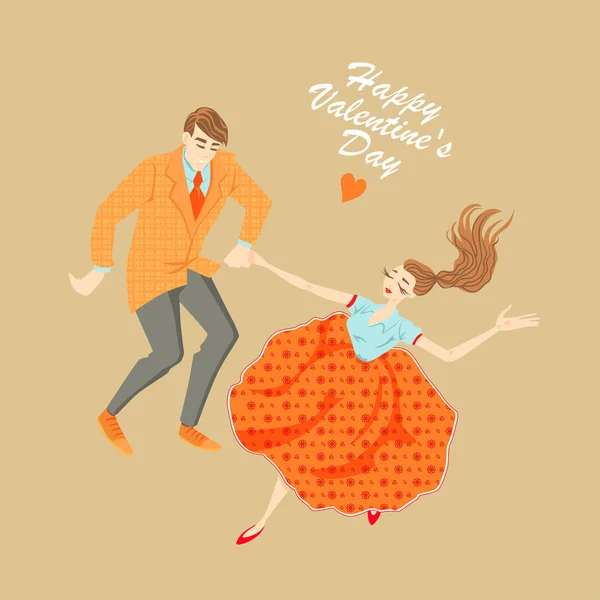 Pareja joven bailando lindy hop — Archivo Imágenes Vectoriales