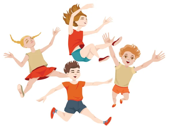Springende Kinder im Cartoon-Stil. — Stockvektor