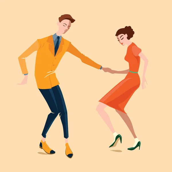 Νεαρό ζευγάρι χορό lindy hop — Διανυσματικό Αρχείο