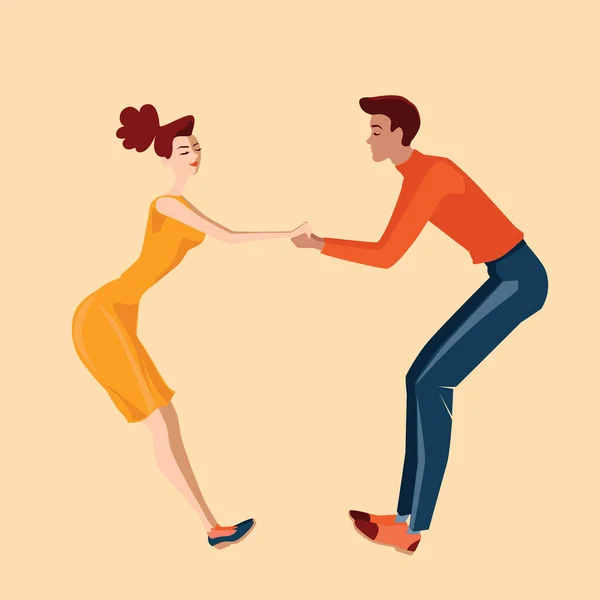 Junges Paar tanzt Lindy Hop — Stockvektor