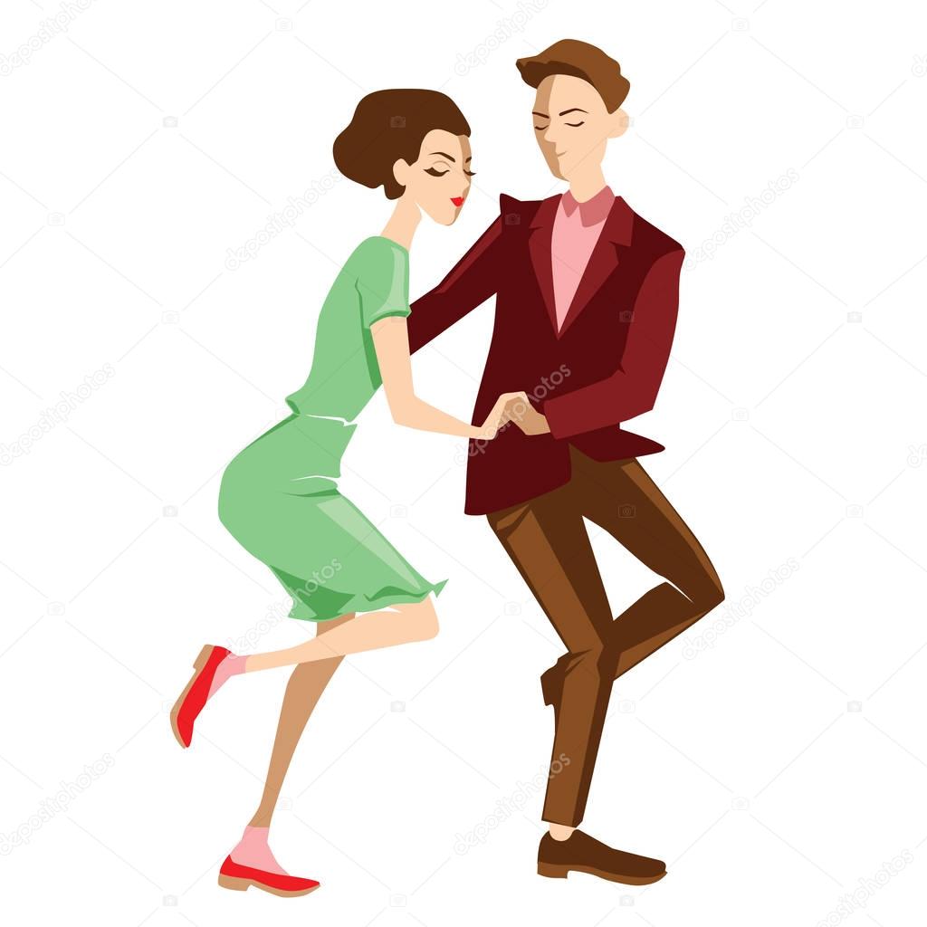 Young couple dancing lindy hop