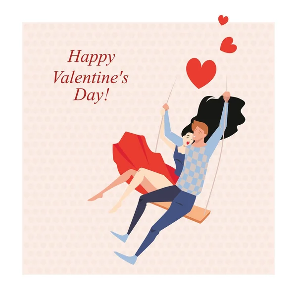 Los Amantes Columpio Tarjeta Felicitación Para Día San Valentín — Archivo Imágenes Vectoriales