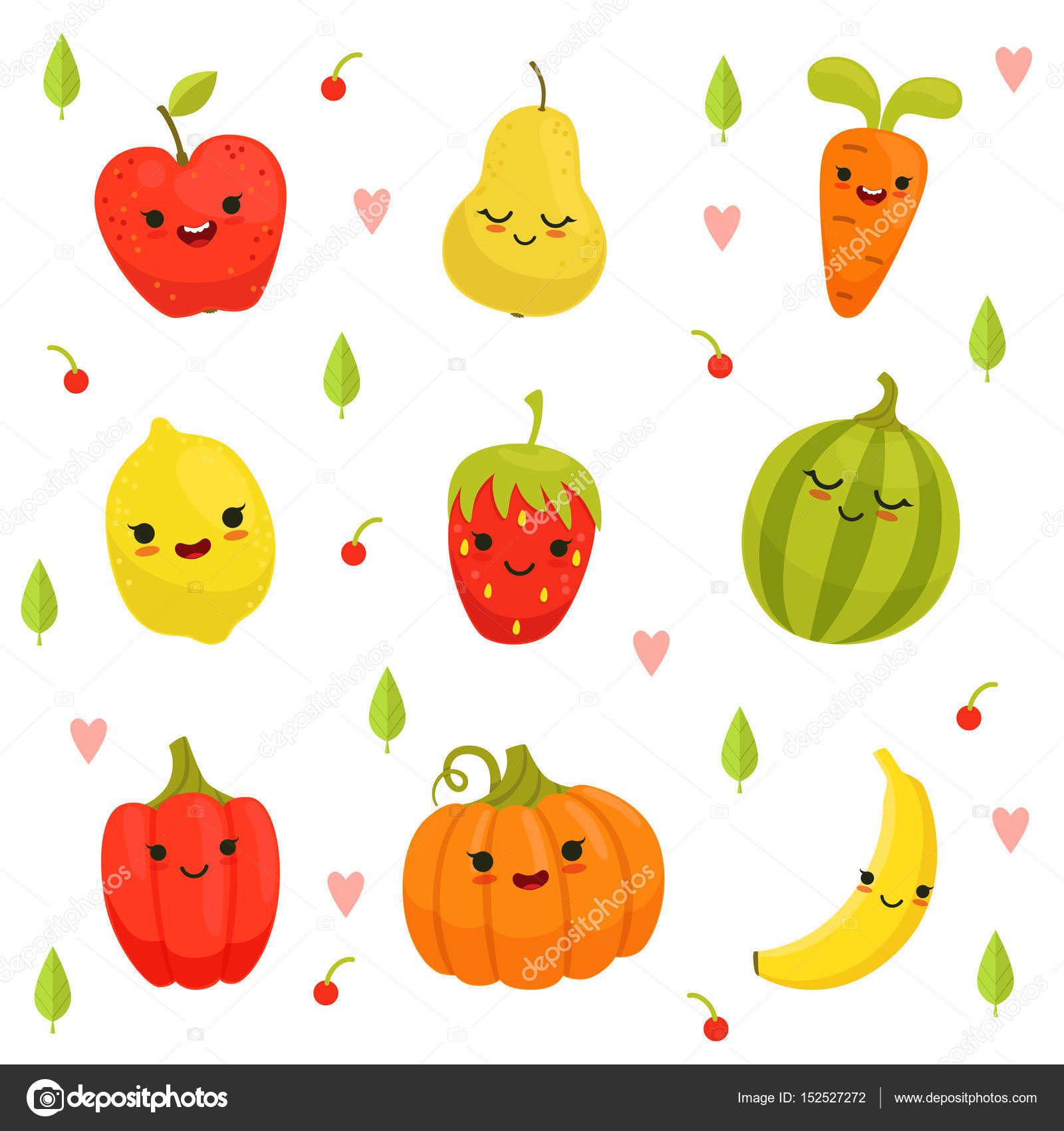 Disegno di vettore della mascotte del fumetto frutta e verdura Frutta colorata e caratteri ve ali vitamine felice frutta illustrazione — Vettoriali di