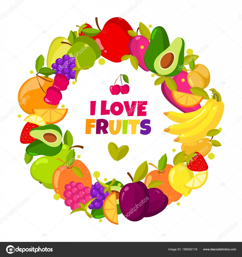 Adoro la frutta Cornice di frutta biologica di vettore isolato Ban ra con illustrazione di cibo fresco naturale Frutti di ban ra colorata
