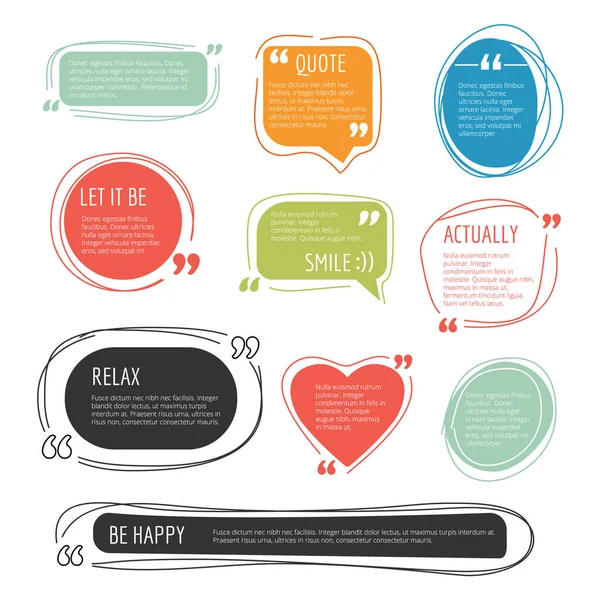 Quote frames. Text blog colorful information blocks sticky labels for web pages vector templates