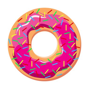 Çörek pembe buzlanma ve Sprinkles - vektör çizim ile