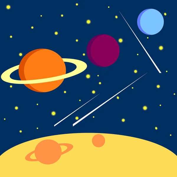 Sistema solar, Comparación de planetas, Basuras espaciales creadas por el hombre, La teoría del Big Bang, ilustración vectorial, Ilustración del espacio — Vector de stock