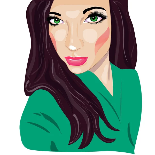 Portrait  girl, pop art, vector illustration. — Stock Vector