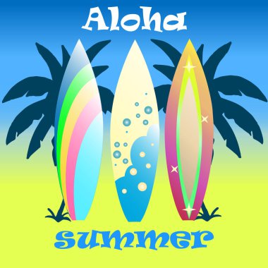 Vektör modern renkli sörf tahtası seti 