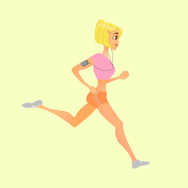 Sportliches blondes Mädchen joggt — Stockvektor