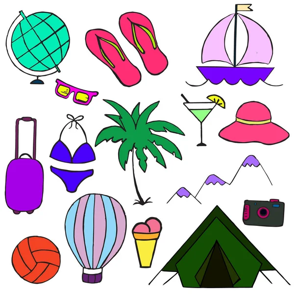 Ilustración vacaciones, viajes, verano, ilustración vectorial — Vector de stock