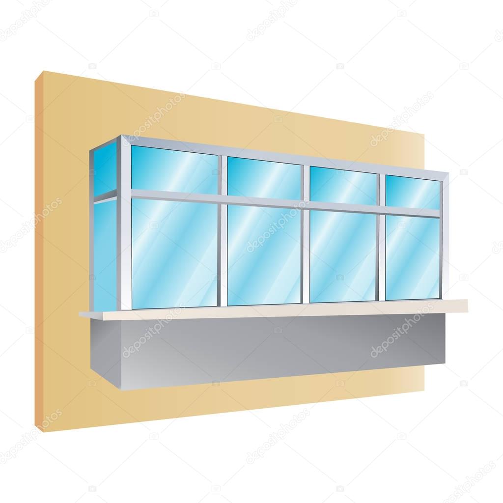 glazing of balconies icon, vector illustration