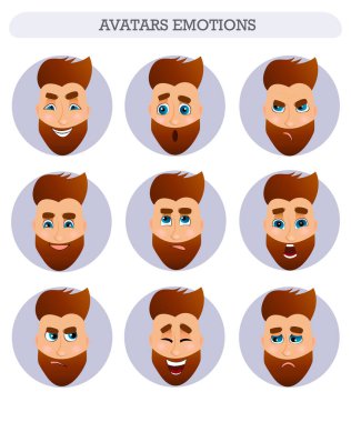 Adam avatarları, duygular, topluluğu sakallı