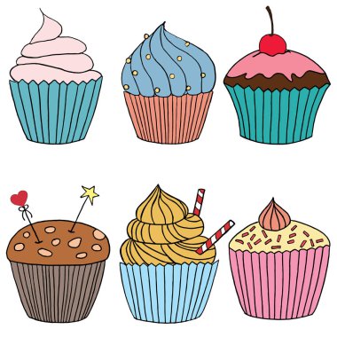 vektör cupcake illüstrasyon