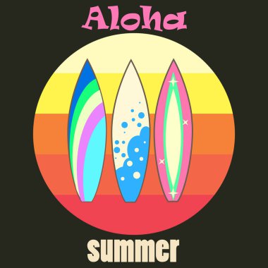 Vektör modern renkli sörf tahtası seti 