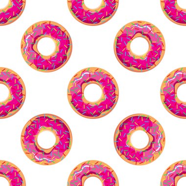 Dikişsiz desen parlak pembe çörek vektör çizim