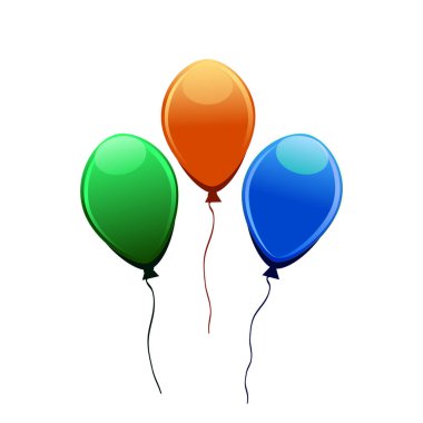 3D gerçekçi renkli balon. Tatil illüstrasyon parlak balon uçan. Beyaz arka plan üzerinde izole. Vektör çizim. 