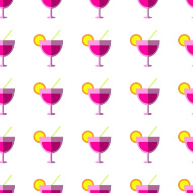 Beyaz arka planda, vektör çizim kokteyller ile Seamless yineleme modeli. Modern ve özgün Tekstil, ambalaj kağıdı, duvar sanat tasarım.
