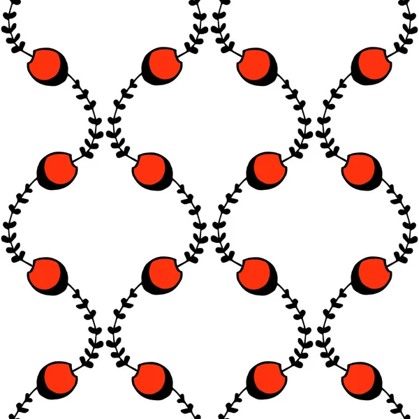 Modello Ripetizione Senza Soluzione Continuità Con Fiori Rossi Sfondo Bianco — Vettoriale Stock