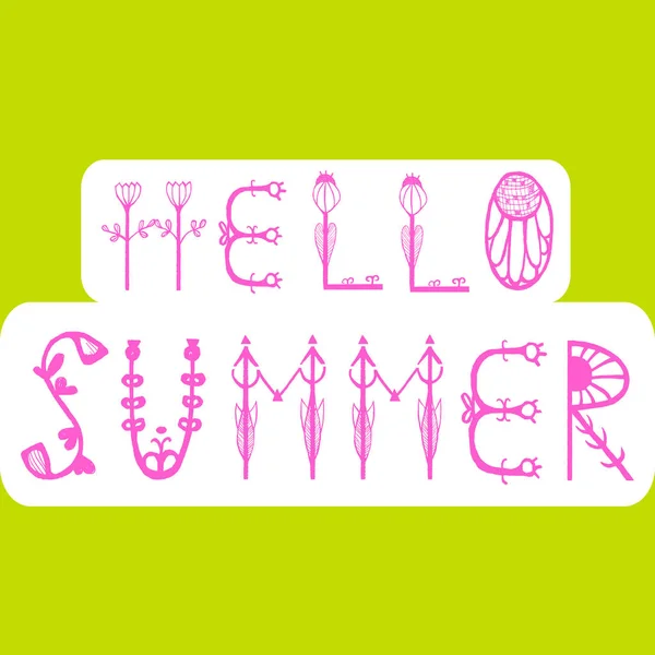 Frase Olá Summer Ilustração Vetorial Eps10 Design Colorido Para Cartaz — Vetor de Stock