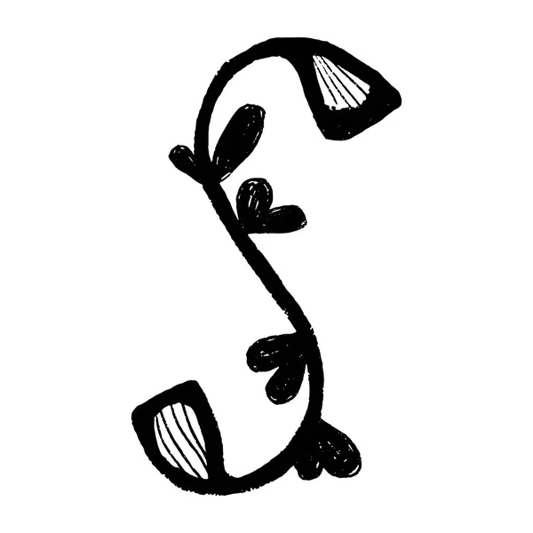 Alphabet Latin Dessiné Main Lettre Élément Floral Alphabet Fabriqué Partir — Image vectorielle