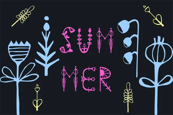 Phrase Summer Illustrazione Vettoriale Eps10 Design Colorato Poster Cartolina Invito — Vettoriale Stock