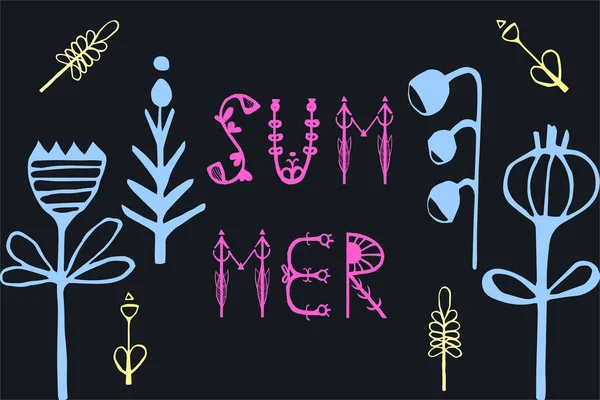 Frase Summer Ilustração Vetorial Eps10 Design Colorido Para Cartaz Cartão — Vetor de Stock