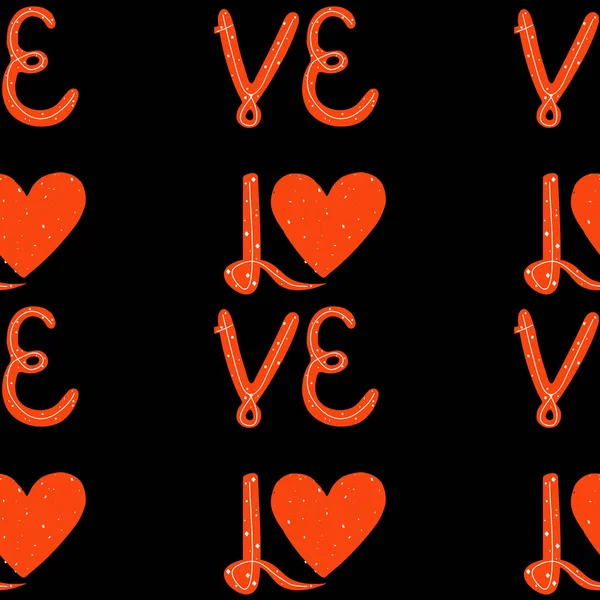 Padrão Sem Costura Ilustração Vetorial Love You Letras Citação Manuscrita —  Vetores de Stock