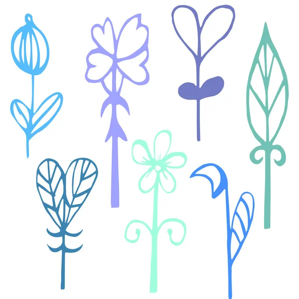 Colección Plantas Flores Decorativas Rústicas Fondo Romántico Para Páginas Web — Vector de stock