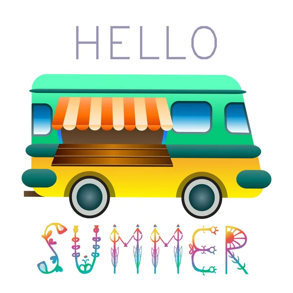 Bonjour Summer Lettrage Illustration Vectorielle Pour Votre Entreprise Publicité Bannière — Image vectorielle