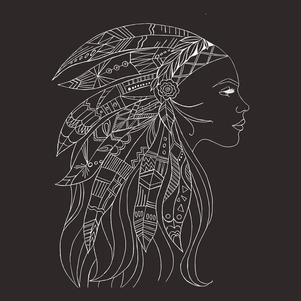 Tatuagem Mulher Indígena Tribal Design Shirt Arte Tatuagem Mulher Nativa —  Vetores de Stock