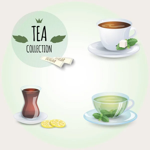 Tea gyűjtemény illusztráció — Stock Fotó