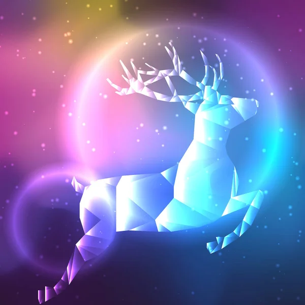 Flying reindeer on galaxy background. — Stock Vector