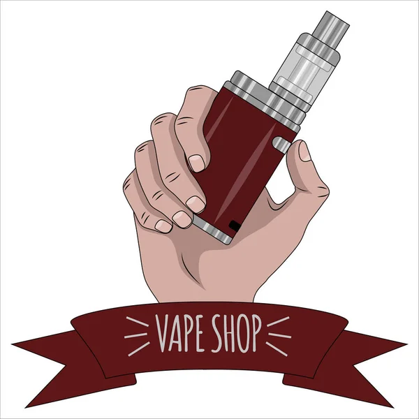 Vape loja ícone e letras Hipster estilo vetor gráfico — Vetor de Stock