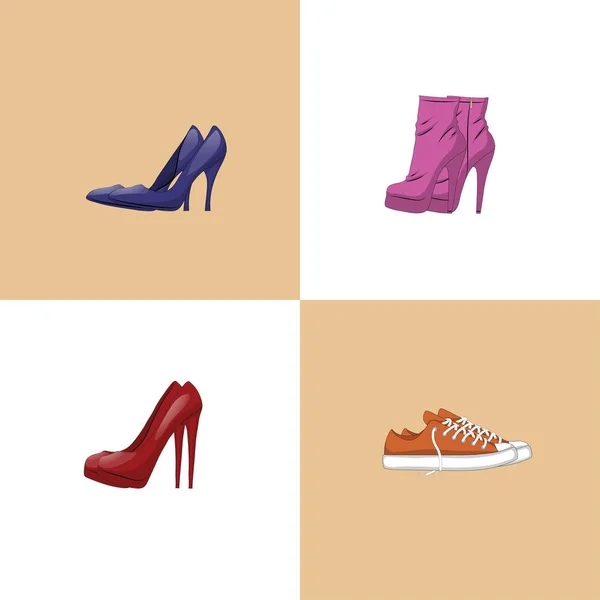 Set di scarpe da donna alla moda . — Vettoriale Stock