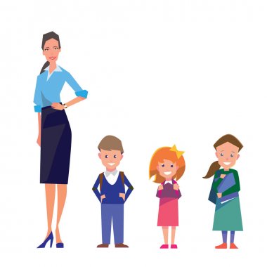 öğretmen ve öğrenciler, okulda.