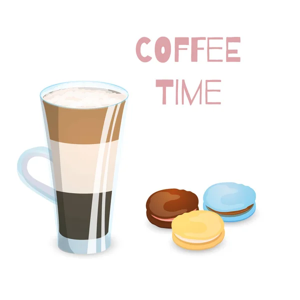 เครื่องดื่มกาแฟและแมคคารูน — ภาพเวกเตอร์สต็อก
