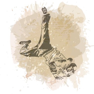 Break dans dansçı el işi sıçramalarına arka plan, modern trend arka plan üzerinde.