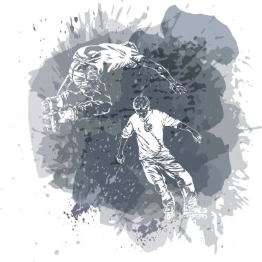 Paten. Grunge el işi eğilim splash arka plan.