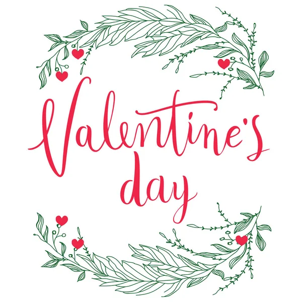 14 de febrero día de San Valentín vintage letras fondo o tarjeta con corazones — Archivo Imágenes Vectoriales