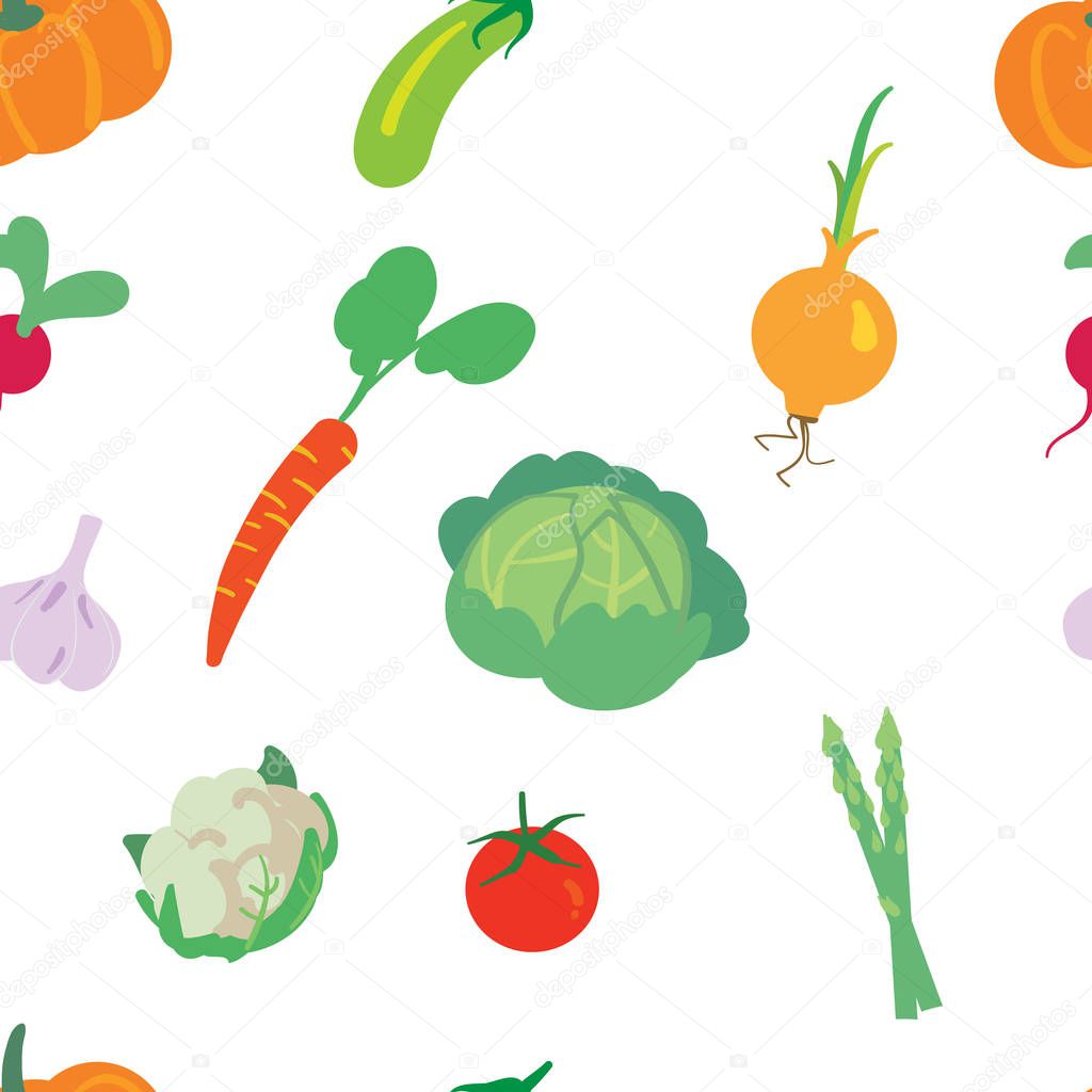 Vegetable pattern on a white background