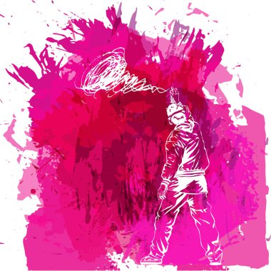 Grafiti adam sokak sanatı duvara yapar..