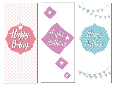 doğum günü kartları kümesi